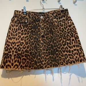 Zara Animal Print Denim Mini-Skirt